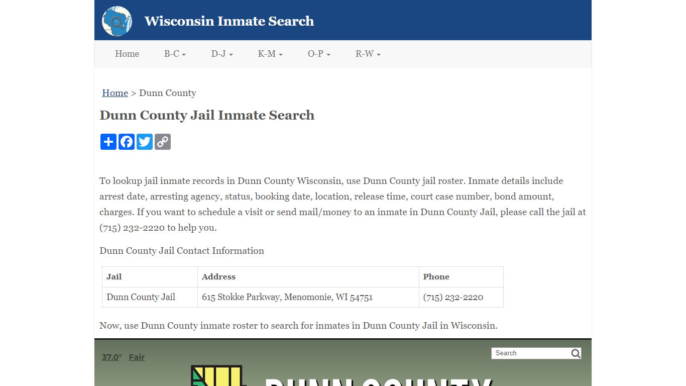 Dunn County Jail Inmate Search