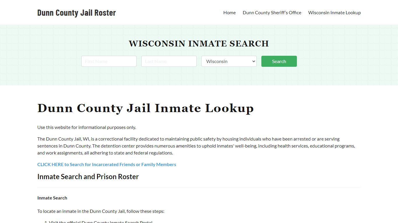 Dunn County Jail Roster Lookup, WI, Inmate Search